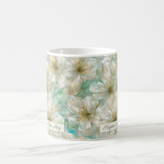 Mug Luxury Jasmine Golden Sage Green Floral Script  (Centre)
