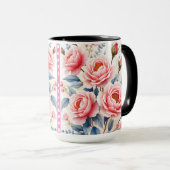 Mug Luxury Pink Roses Beautiful Modern Collection (Devant droit)