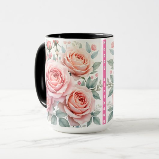 Mug Luxury Pink Roses Beautiful Popular Collection (Devant gauche)