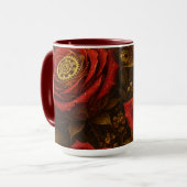 Mug Luxury Steampunk Roses Romantic Gold Gears (Devant gauche)