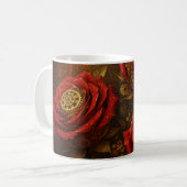 Mug Luxury Steampunk Roses Romantic Gold Gears (Devant gauche)