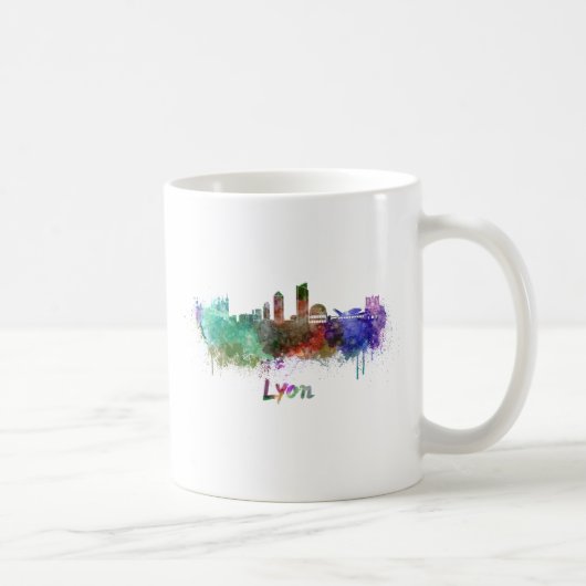 Mug Lyon skyline in watercolor (Droite)