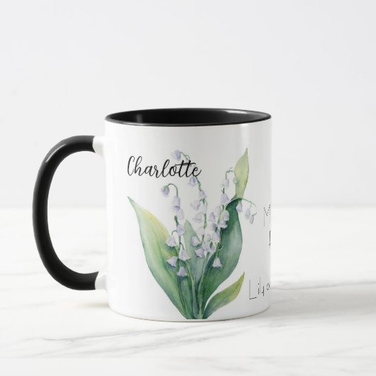 Mug Lys de la vallée mai Mois de naissance Fleur (Gauche)