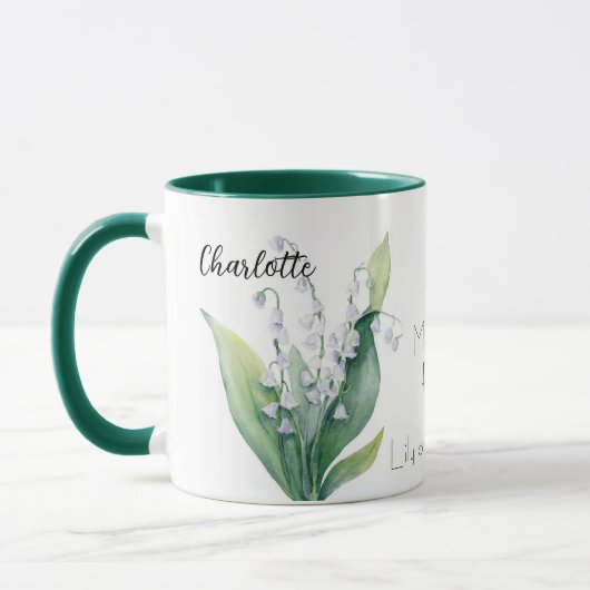 Mug Lys de la vallée mai Mois de naissance Fleur (Gauche)