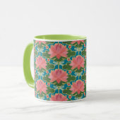 Mug Lys d'eau rose, Motif de libellules bleues (Devant gauche)