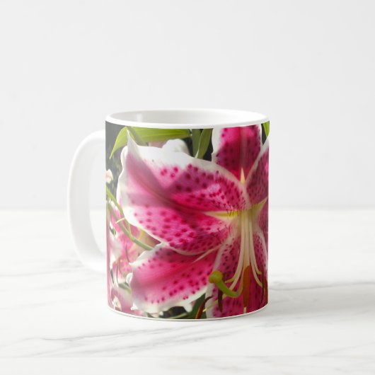 Mug Lys roses fleurs tropicales roses rose (Devant gauche)