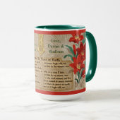 Mug Lys rouges et paroles de Noël - Personnalisé (Devant droit)