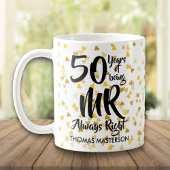 Mug M. Always Right Fun 50e anniversaire Coeurs d'or