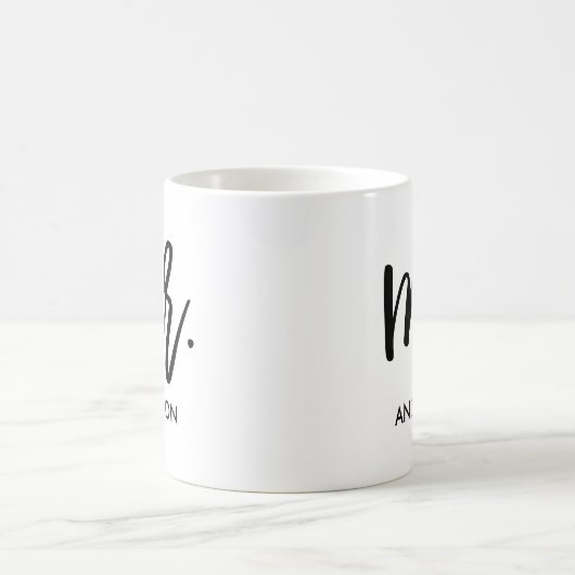 Mug M. avec nom Script moderne Personnalisé (Centre)