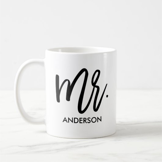 Mug M. avec nom Script moderne Personnalisé (Gauche)