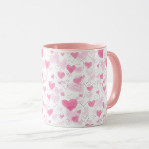 Mug M Coeur Aesthétique Rose À Deux Tons Eau-forte