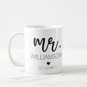 Mug M. Elegant Nom personnalisé Mariage Nouveau cadeau