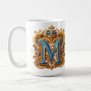 Mug M en lettre dorée ornée avec cadre et couronne