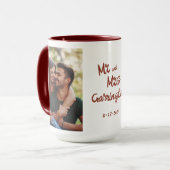Mug M. et Mme Brosse Script Typographie Photo Cadeau (Devant gauche)