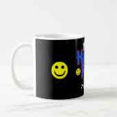 Mug M. Happy Papi avec Smile Emojis et nom sur BLACK (Gauche)