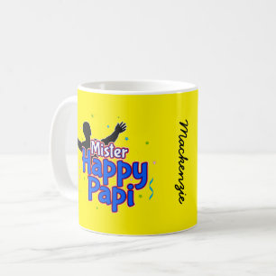 Mug M. Happy Papi avec votre nom sur JAUNE