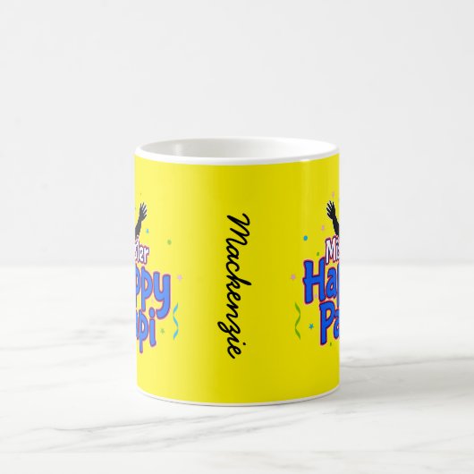 Mug M. Happy Papi avec votre nom sur JAUNE (Centre)