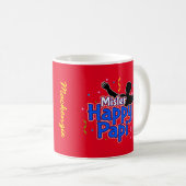 Mug M. Happy Papi avec Votre Nom sur ROUGE (Devant droit)