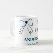 Mug M & Mme ajouter nom date mariage faveur noeud bleu (Devant gauche)