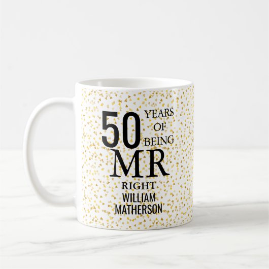 Mug M. Mme Right Fun Golden 50e Anniversaire (Gauche)