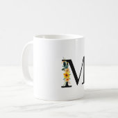Mug M monogramme floral avec nom modifiable (Devant gauche)