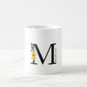 Mug M monogramme floral avec nom modifiable (Centre)