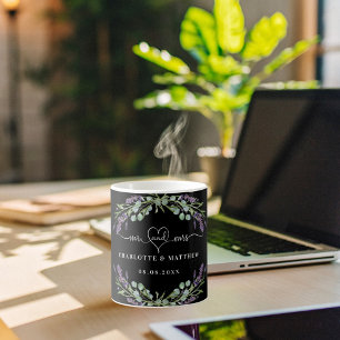 Mug M. mrs nouvellement mariés lavande noir mariage