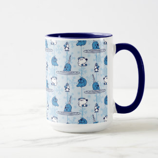 Mug M. Narwhal Blue Snowflake Motif