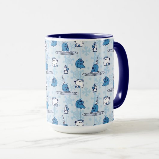 Mug M. Narwhal Blue Snowflake Motif (Devant droit)