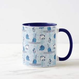Mug M. Narwhal Motif Flocon de Neige Bleu