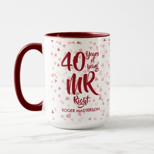 Mug M. Right Fun 40e anniversaire de Ruby Mariage (Gauche)