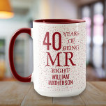 Mug M. Right Fun 40e anniversaire Ruby Hearts<br><div class="desc">Customisez le nom de Mr Right ou Always Right pour créer un cadeau amusant et unique pour célébrer un 40e anniversaire de mariage de rubis. Conçu par Thisisnotme©</div>