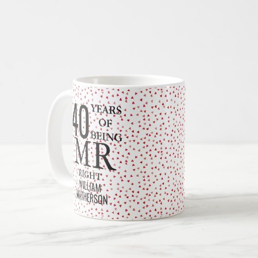 Mug M. Right Fun 40e anniversaire Ruby Hearts (Devant gauche)
