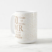 Mug M. Right Fun 50e anniversaire Mariage Coeurs d'or (Devant gauche)
