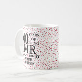 Mug M. Toujours Juste Fun 40e Anniversaire Cœurs Rubis (Devant gauche)