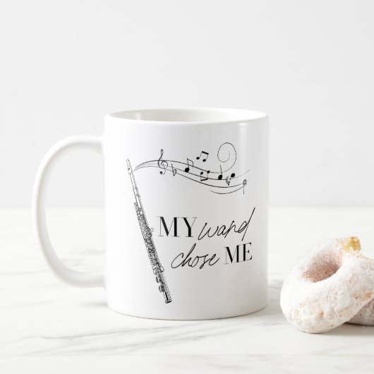 Mug Ma baguette M'a choisie Flûte Typographie noir & b (Avec donut)