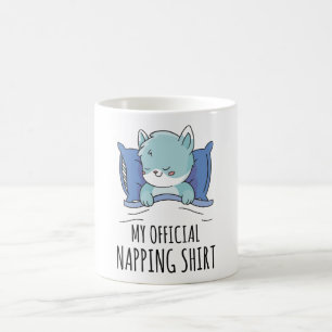 Mug Ma chemise de sieste officielle avec Cat couché