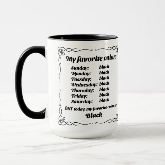 Mug Ma couleur préférée est le noir (Gauche)