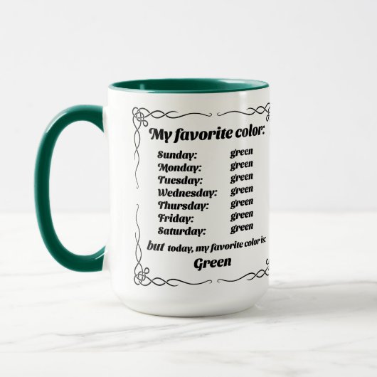 Mug Ma couleur préférée est le vert (Gauche)