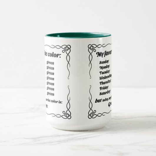 Mug Ma couleur préférée est le vert (Centre)