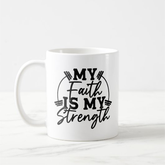 Mug Ma foi est ma force avec des poids (Gauche)