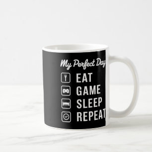 Mug Ma journée parfaite Manger jeu Sommeil Répéter Con