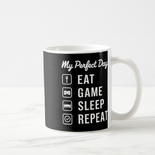 Mug Ma journée parfaite Manger jeu Sommeil Répéter Con (Droite)