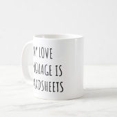 Mug Ma langue de l'amour est Tableur Drôle Comptable (Devant gauche)