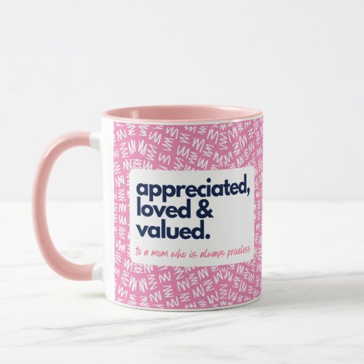 Mug Ma mère est inestimable, aimée et valorisée (Gauche)