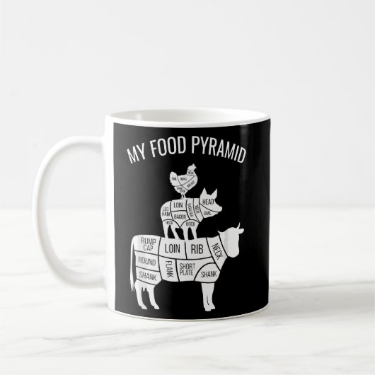 Mug Ma pyramide alimentaire Funny Carnivore Cow Cow Co (Gauche)