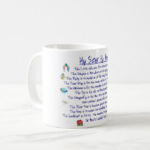 Mug MA SOEUR mon poème d'ami avec des graphiques (Devant gauche)