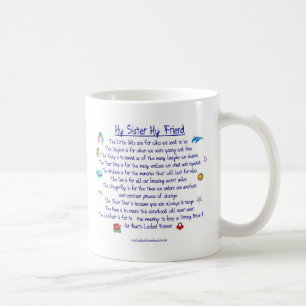 Mug MA SOEUR mon poème d'ami avec des graphiques