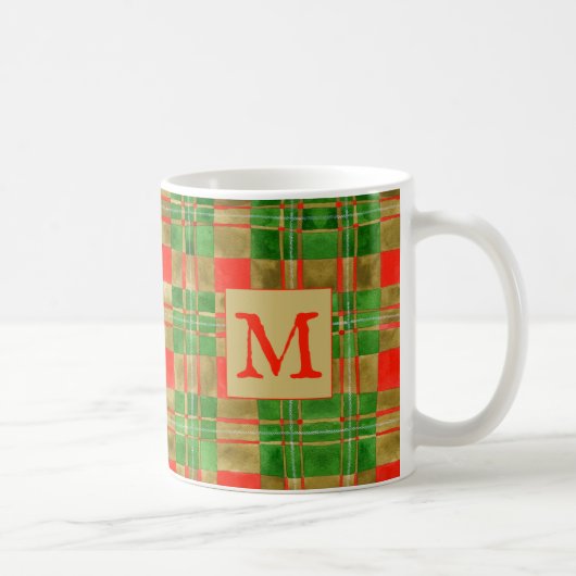 MUG MAC GREGOR TARTAN Blanc + Initiale (Droite)