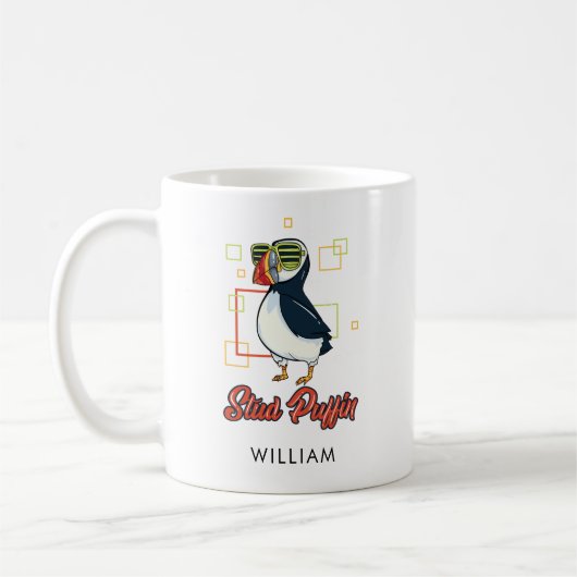 Mug Macareux Studieux Oiseau Marin Mignon Cadeau Perso (Gauche)